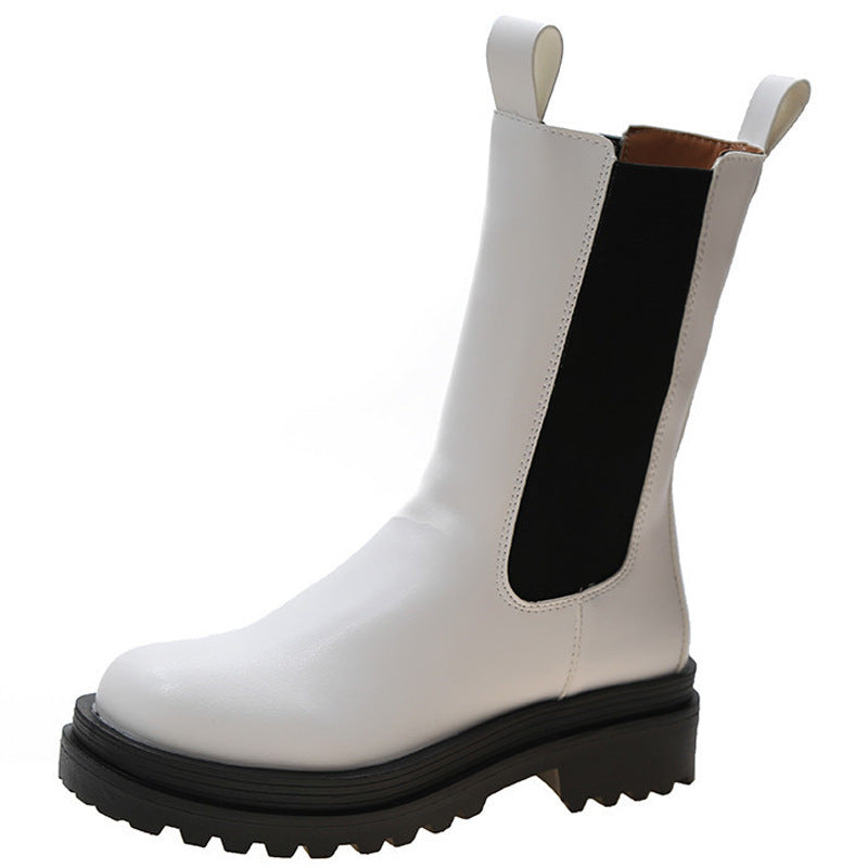 British Style Boots Thick-soled Elastic