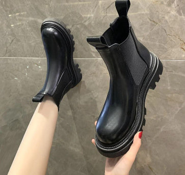 Round Toe Thick-Soled Ankle Boots