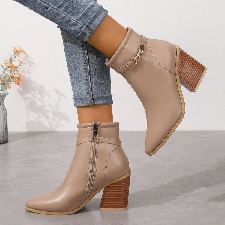 Pointed Toe Chunky Heel Martin