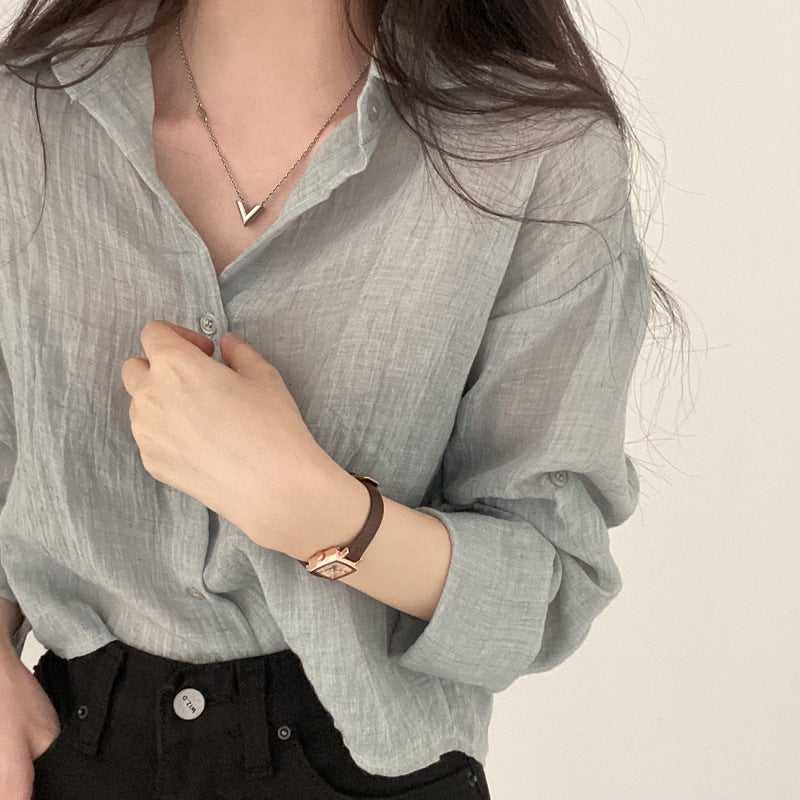 Ruffle Lapel Single-Breasted Shirt