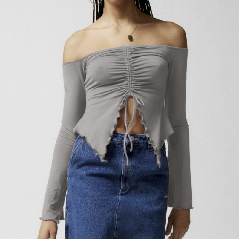 Women's Off-Shoulder Horn Sleeve Top
