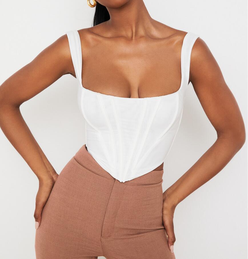 Fishbone Square Neck Crop Top
