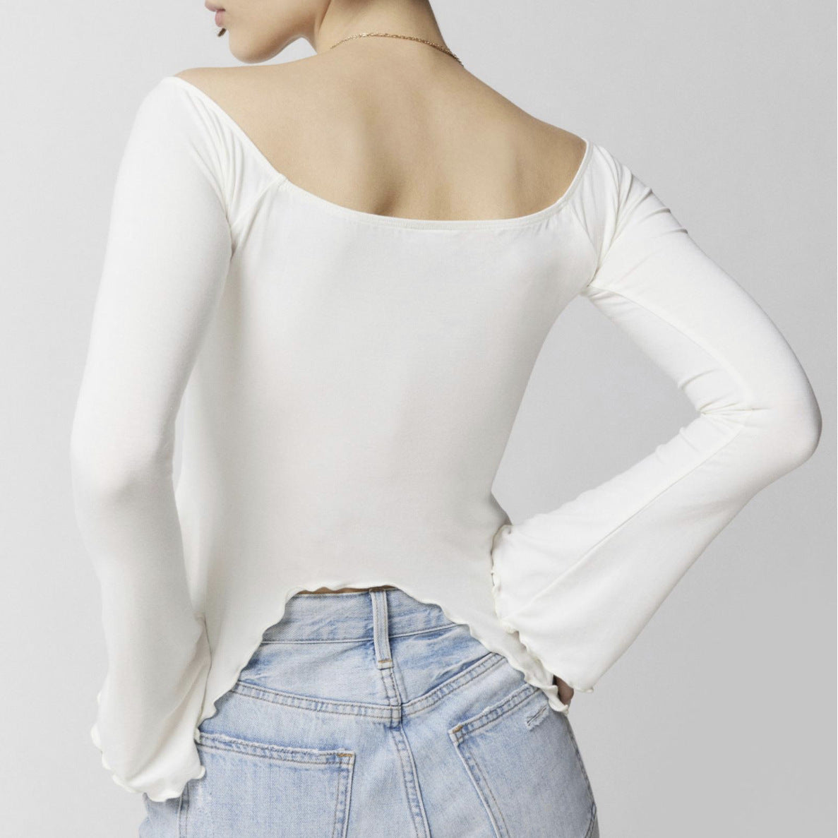 Women's Off-Shoulder Horn Sleeve Top