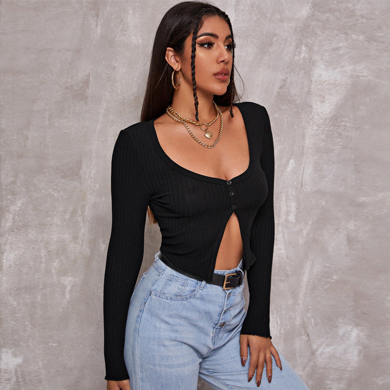 Sexy Cropped Knit Cardigan