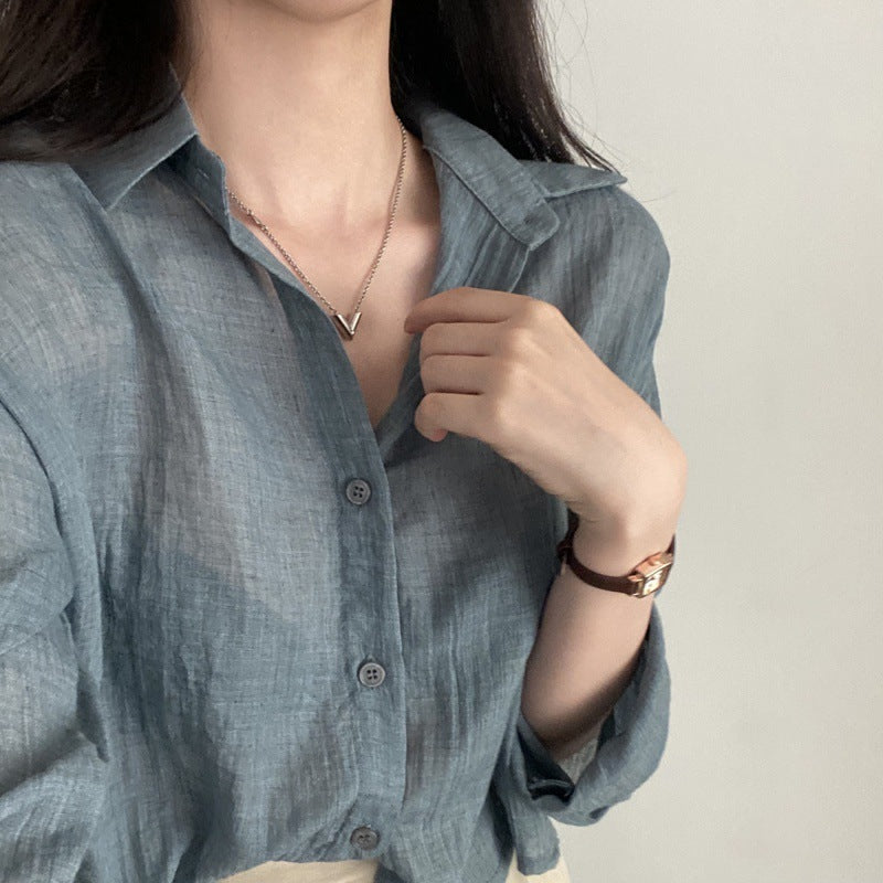Ruffle Lapel Single-Breasted Shirt