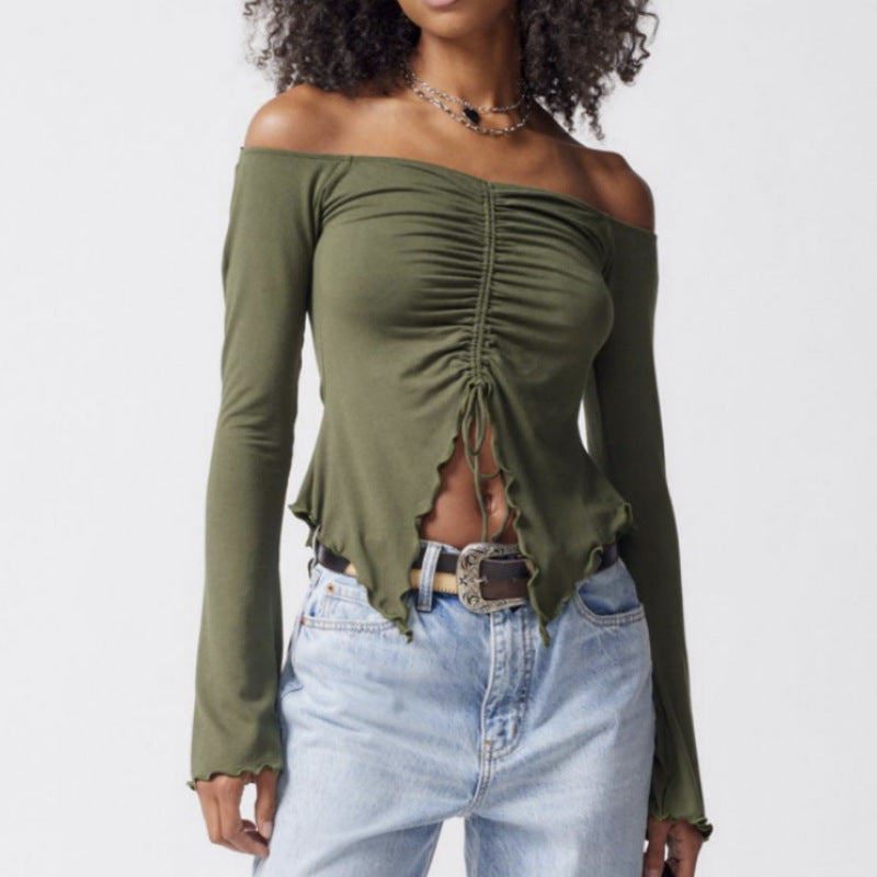 Women's Off-Shoulder Horn Sleeve Top