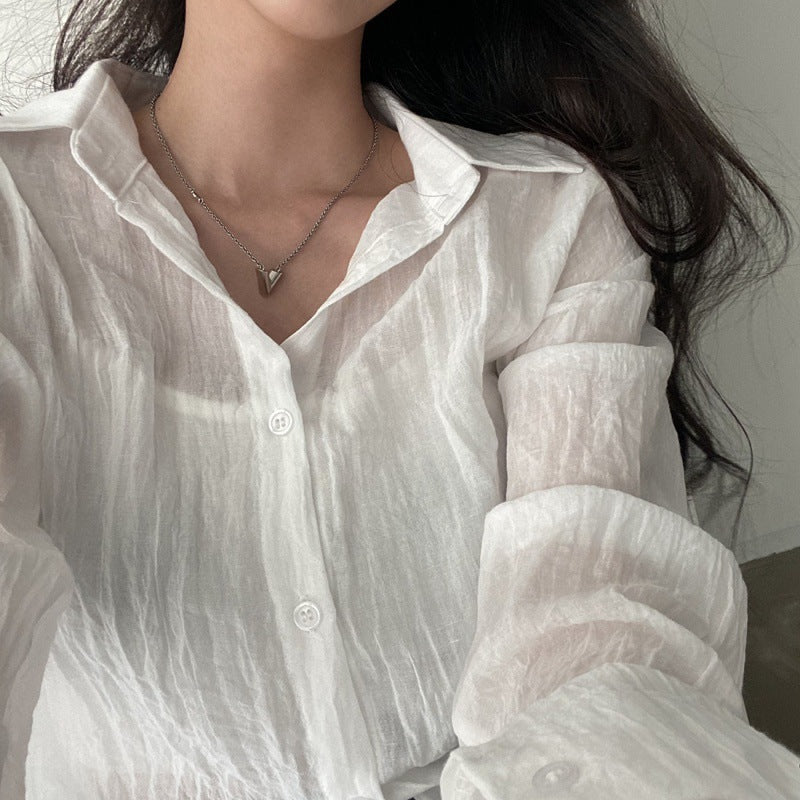 Ruffle Lapel Single-Breasted Shirt