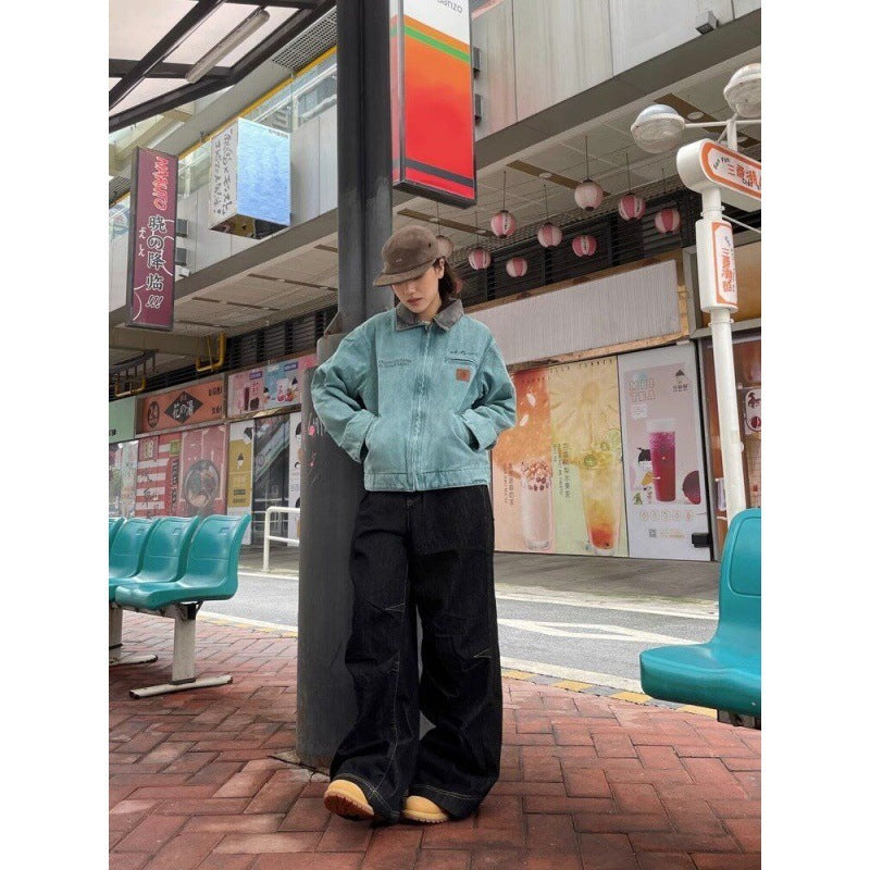 Retro Washed Draped Jeans