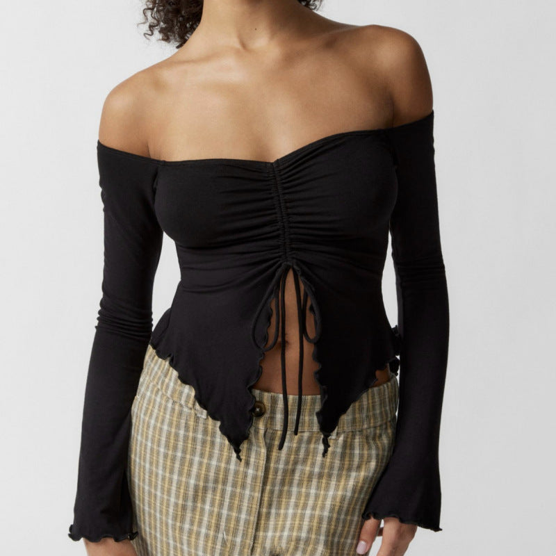 Women's Off-Shoulder Horn Sleeve Top