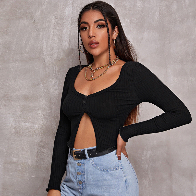 Sexy Cropped Knit Cardigan