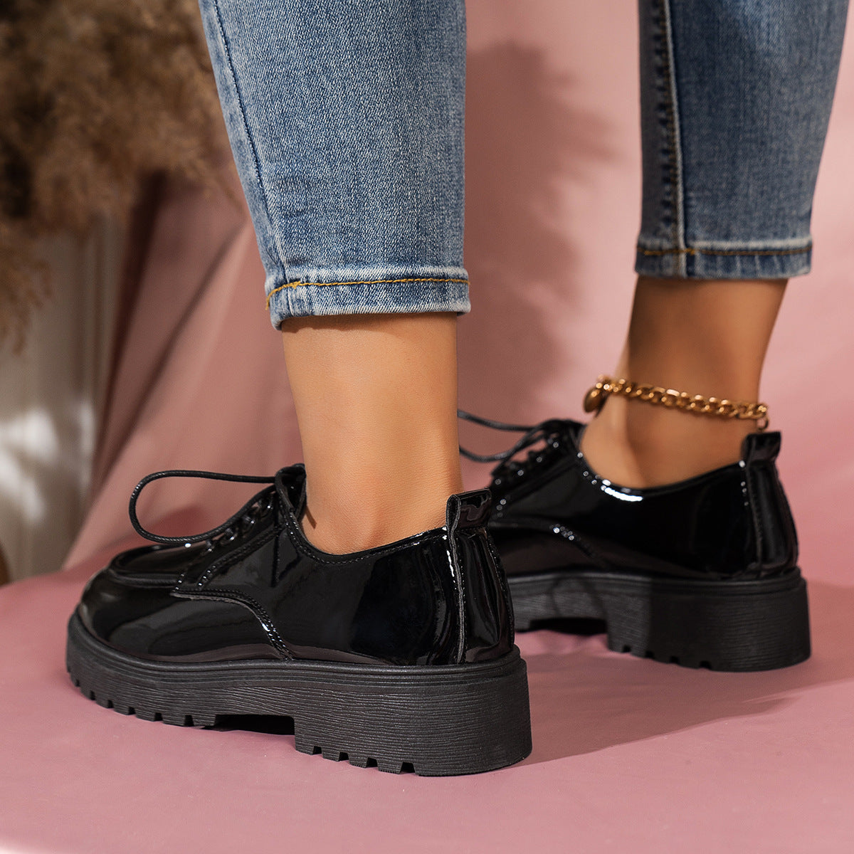 Retro Lace-Up Platform Shoes