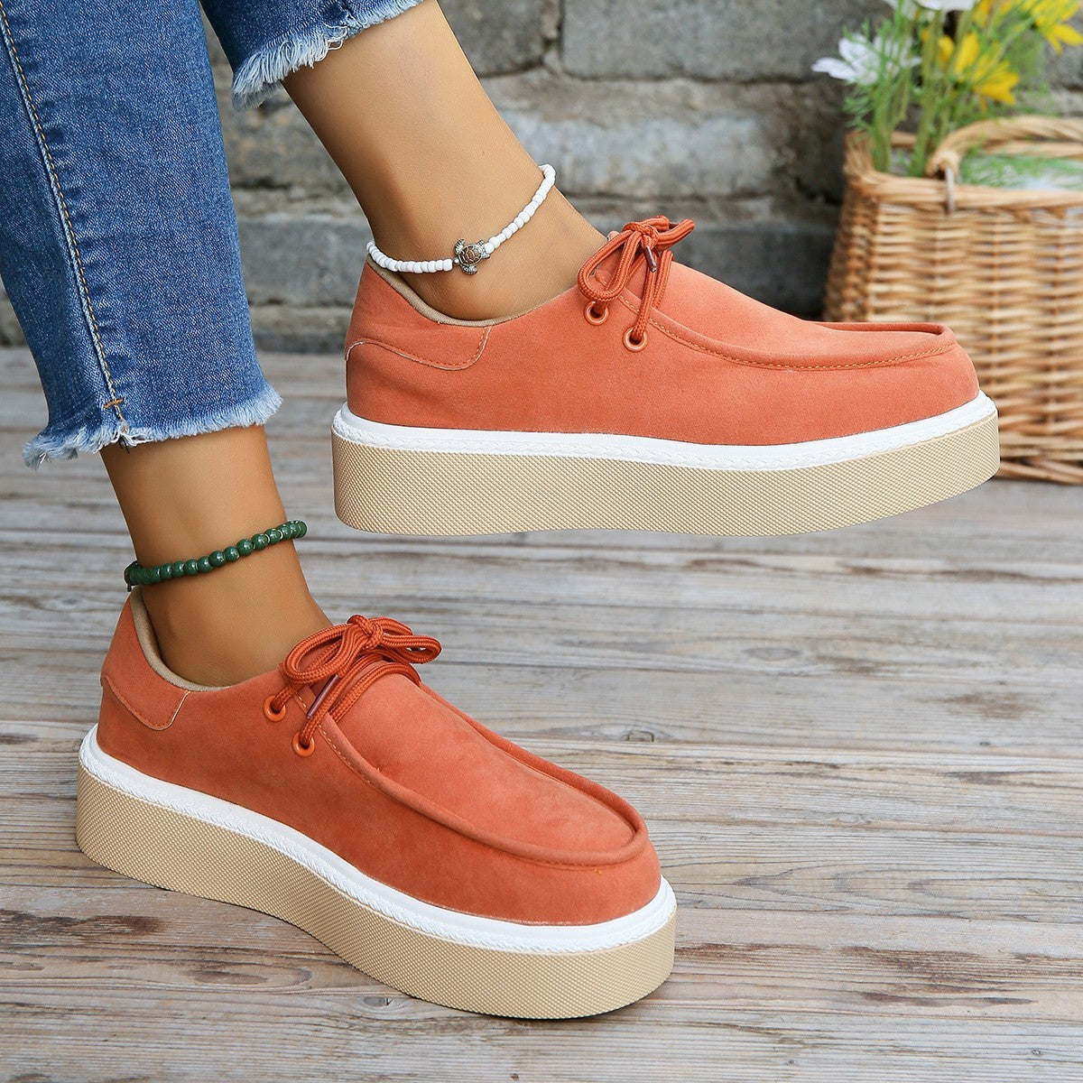 Retro Lace-Up Platform Sneakers