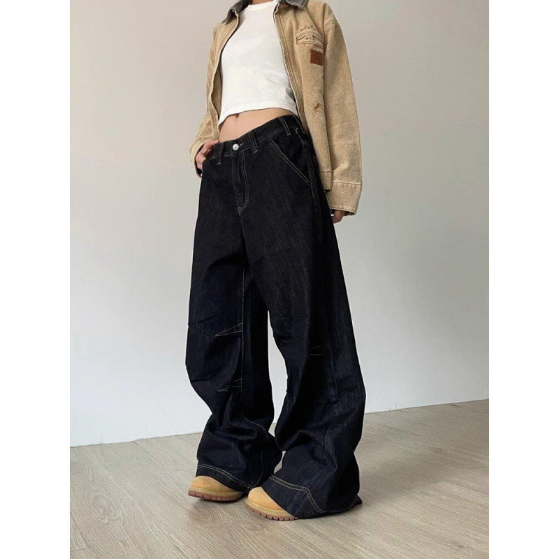 Retro Washed Draped Jeans