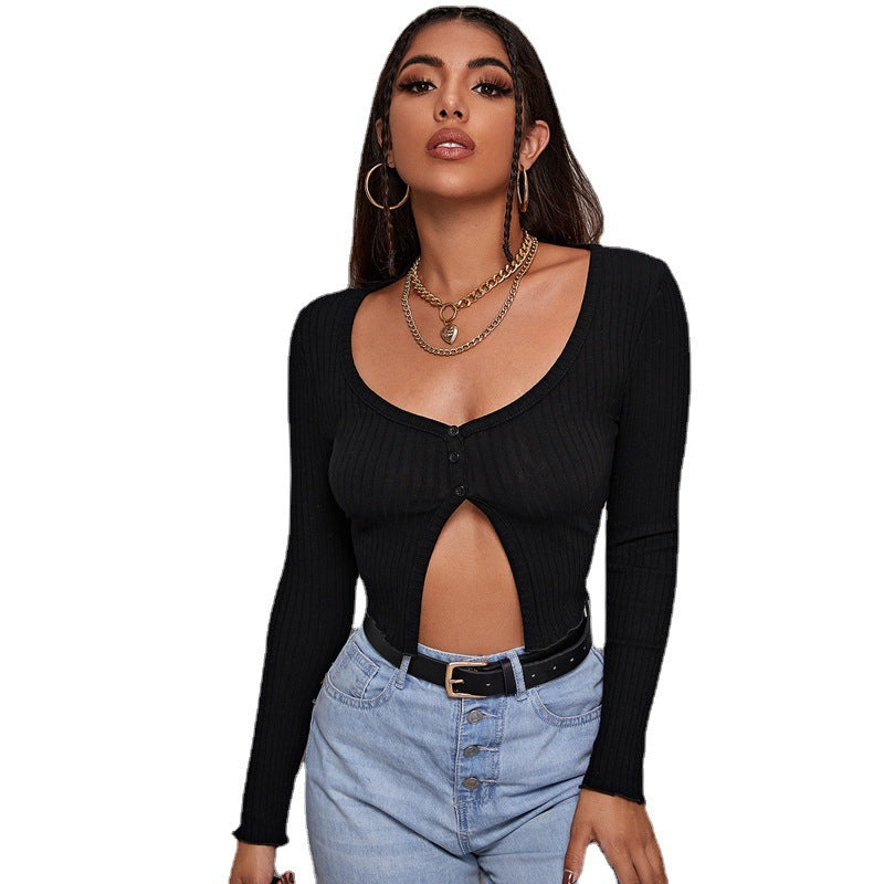 Sexy Cropped Knit Cardigan