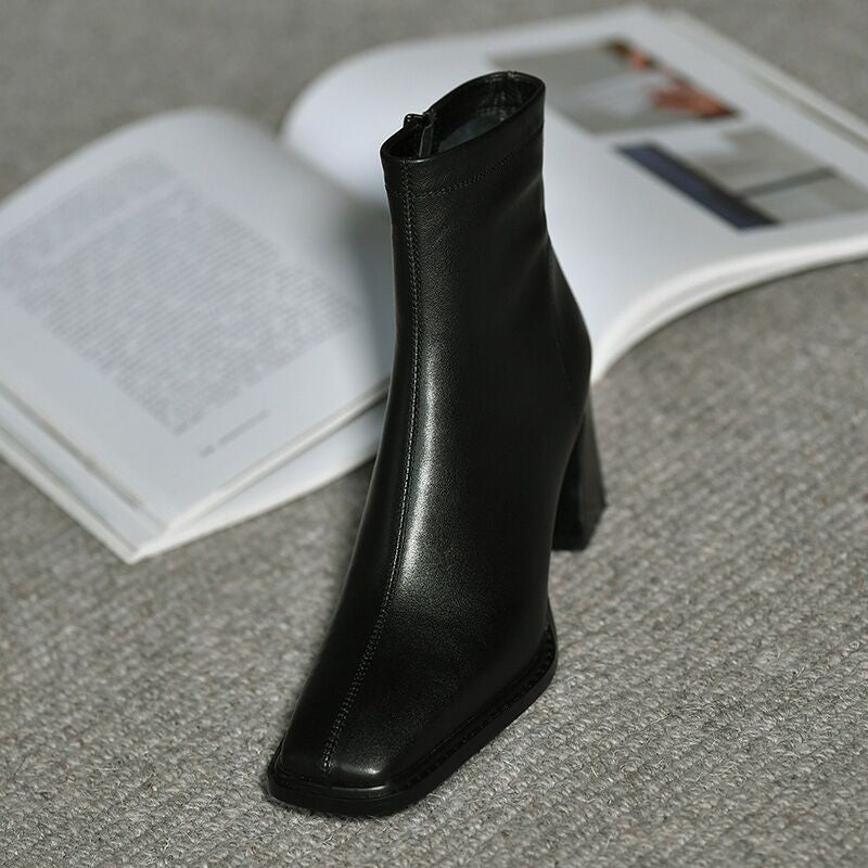 Square Toe High-Heel Martin Boots