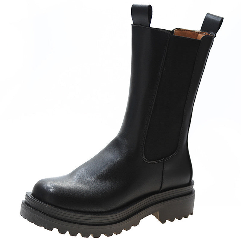 British Style Boots Thick-soled Elastic