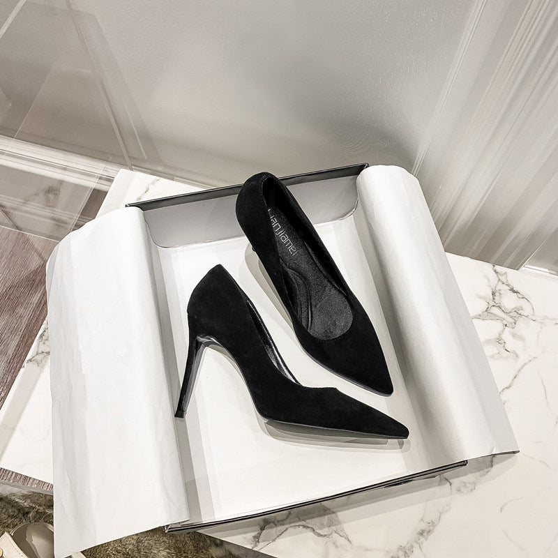 Black Suede Stiletto Heels
