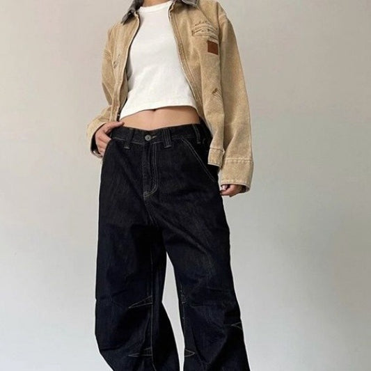 Retro Washed Draped Jeans