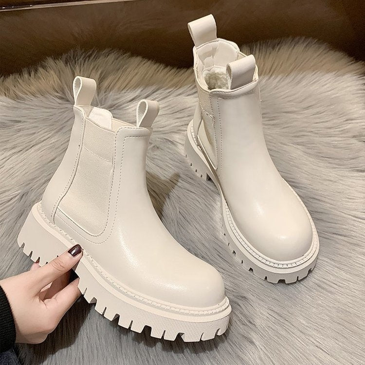 Round Toe Thick-Soled Ankle Boots