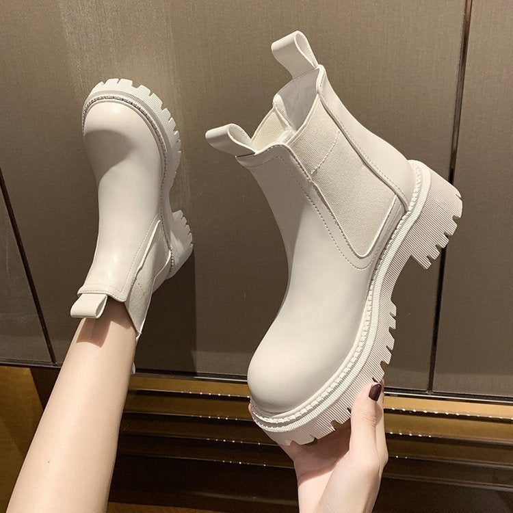 Round Toe Thick-Soled Ankle Boots
