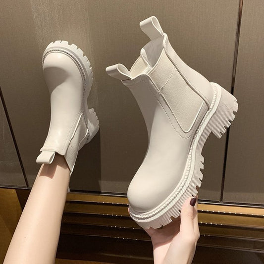 Round Toe Thick-Soled Ankle Boots