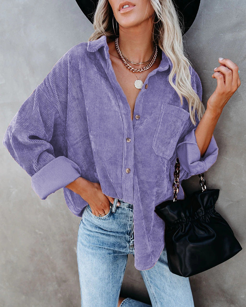Corduroy Polo Collar Shirt
