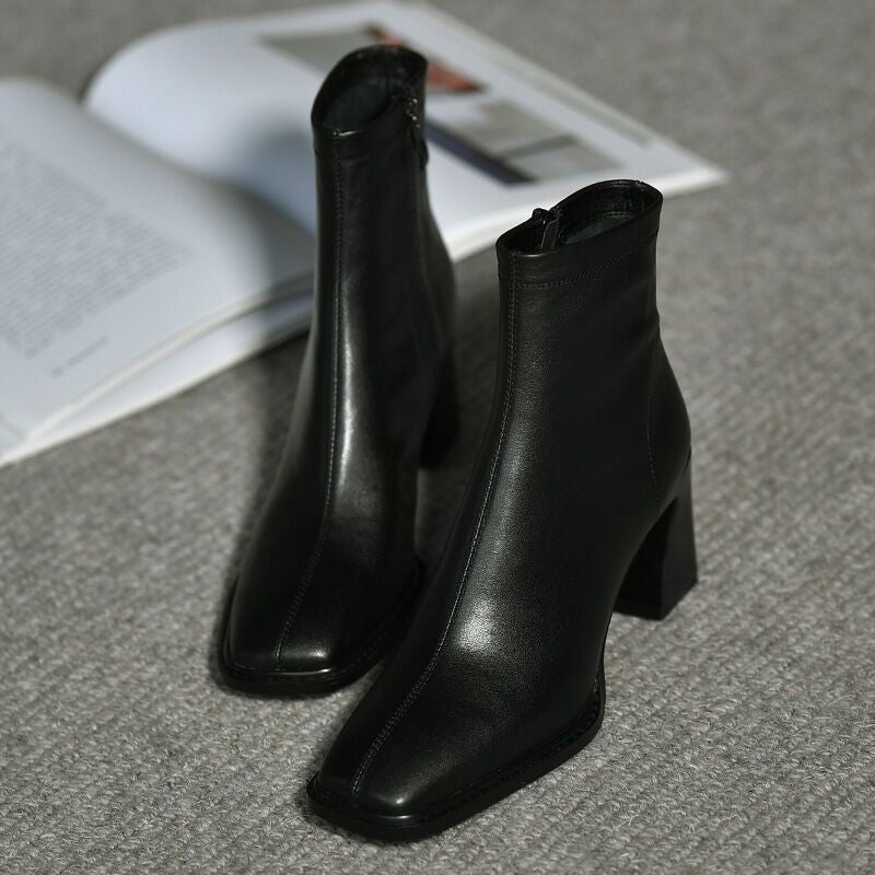 Square Toe High-Heel Martin Boots
