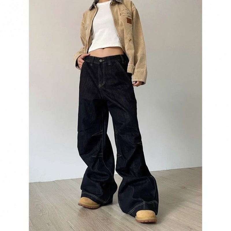Retro Washed Draped Jeans