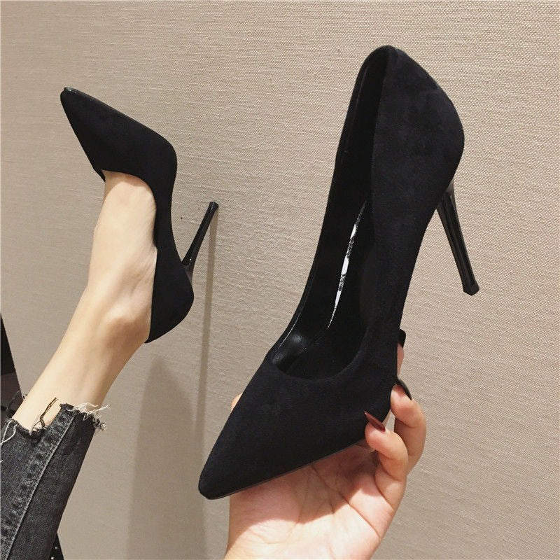 Black Suede Stiletto Heels