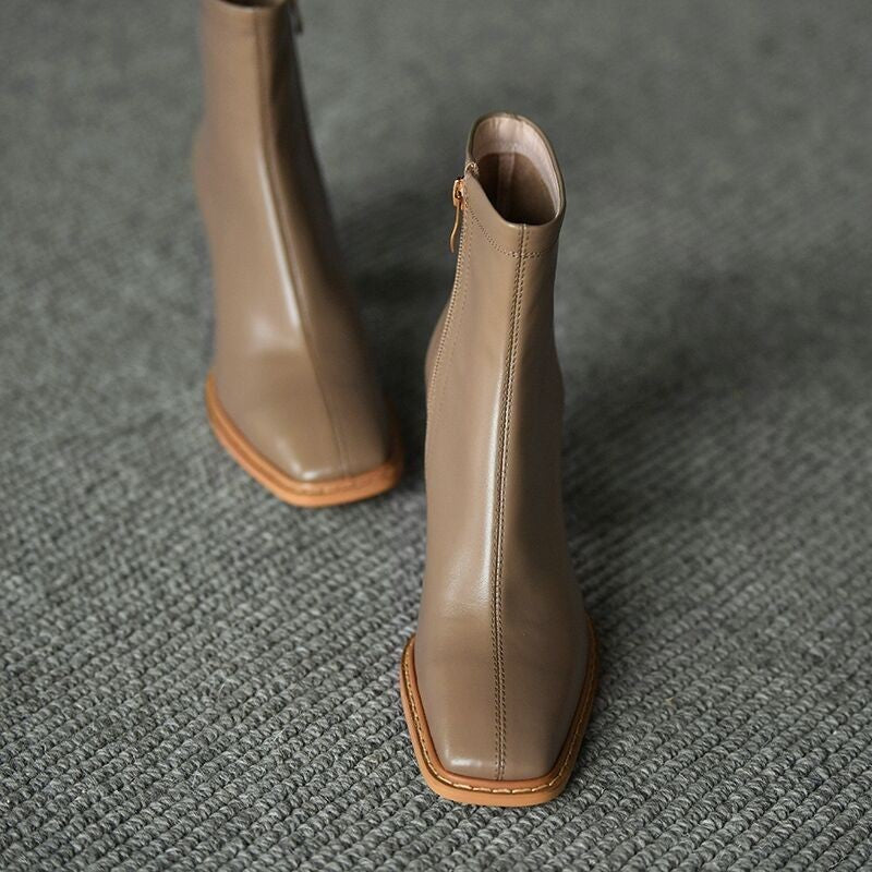 Square Toe High-Heel Martin Boots