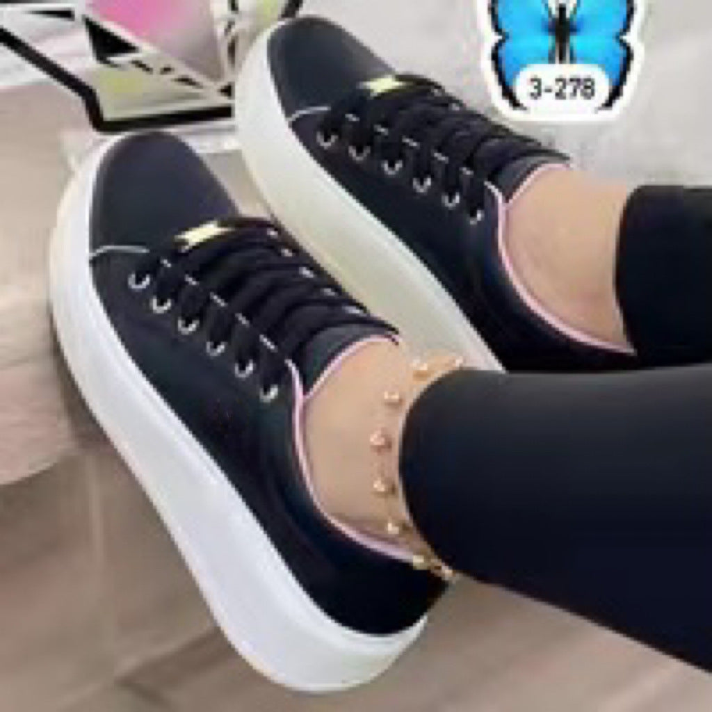 Thick Sole Lace-Up Shoes