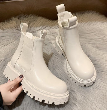 Round Toe Thick-Soled Ankle Boots