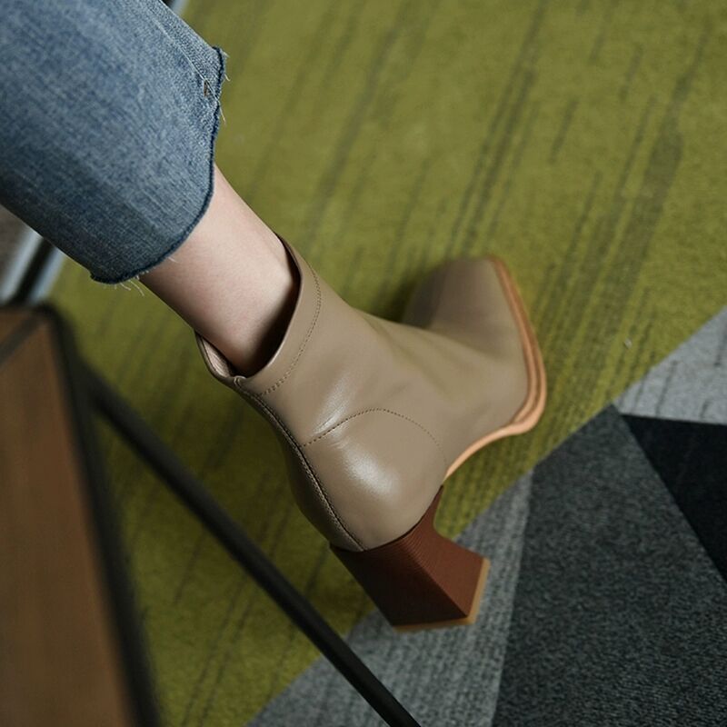 Square Toe High-Heel Martin Boots