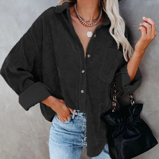 Corduroy Polo Collar Shirt