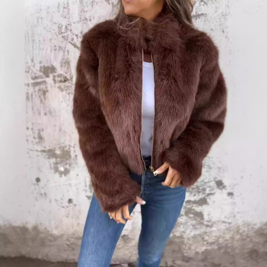 Casual Fleece Turtleneck Zipper Coat