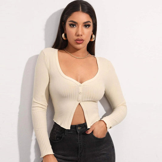 Sexy Cropped Knit Cardigan
