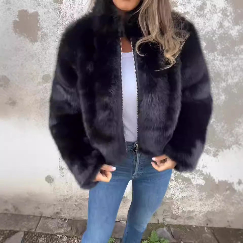 Casual Fleece Turtleneck Zipper Coat