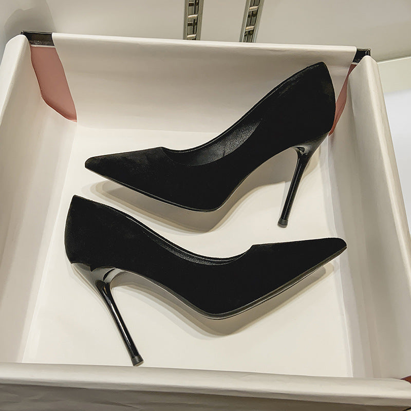 Black Suede Stiletto Heels