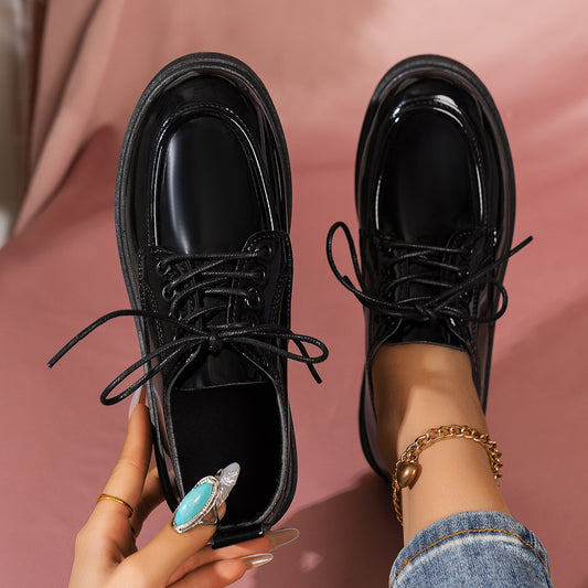 Retro Lace-Up Platform Shoes