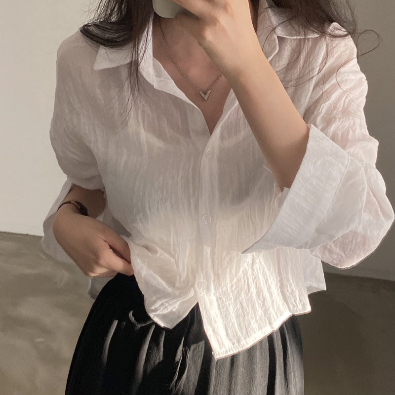 Ruffle Lapel Single-Breasted Shirt